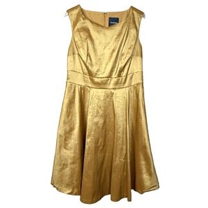 ModCloth Dress Womens 16 Gold Fit & Flare Sleeveless‎ Party Cocktail Formal NYE